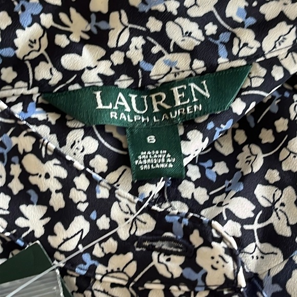 Brand New Lauren Ralph Lauren Paisley Floral 3/4 Sleeve Button Up Collared Dress - Picture 11 of 13